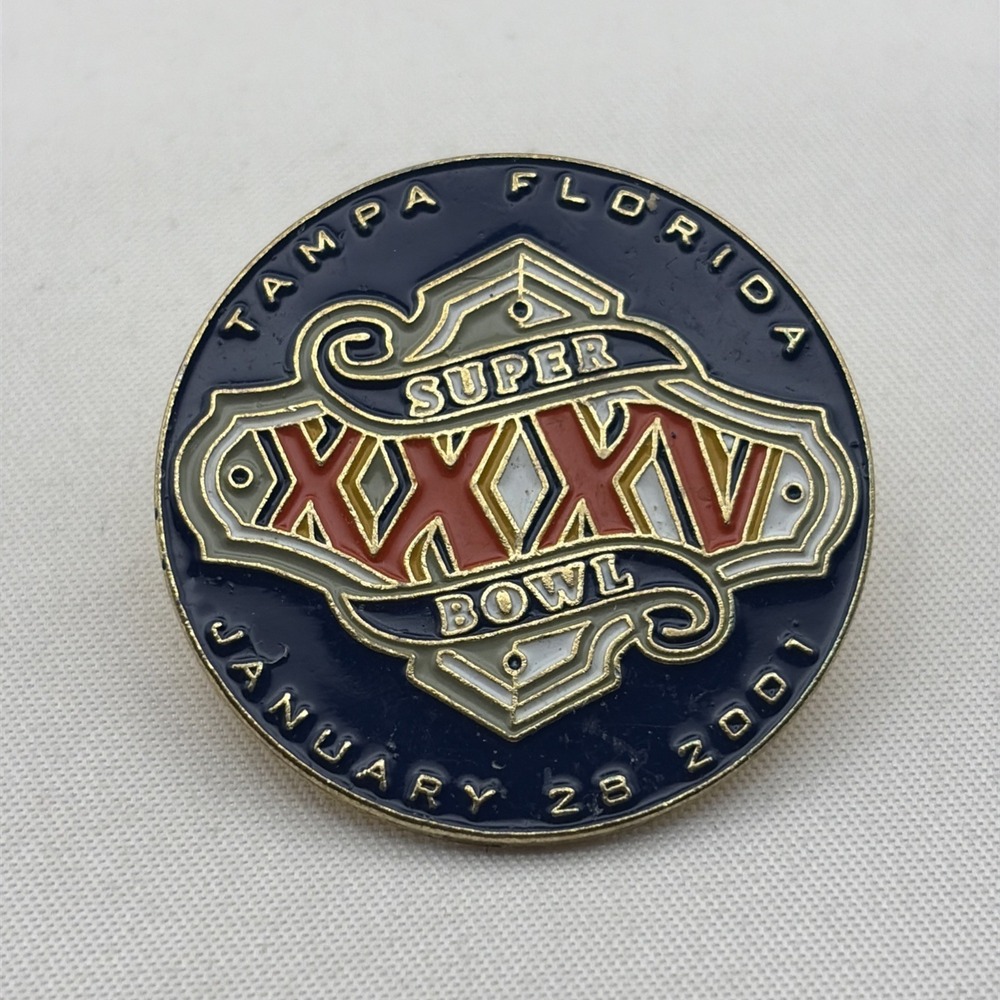 Super Bowl XXXV NFL 2001 Tampa FL Ravens Giants Lapel Hat Pin